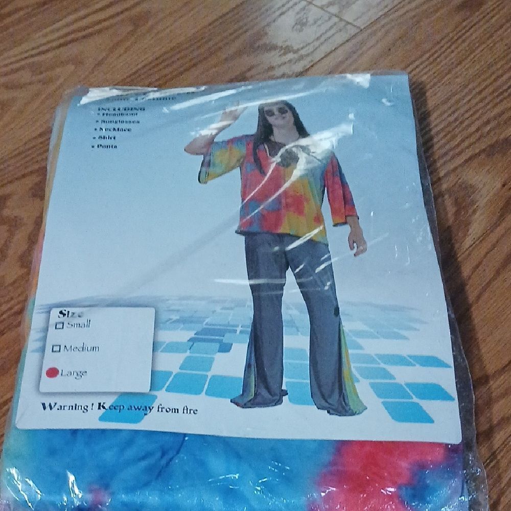 Halloween Costume Groovy Hippie Colorful Tie-Dye Men's Costume Sz L NIP